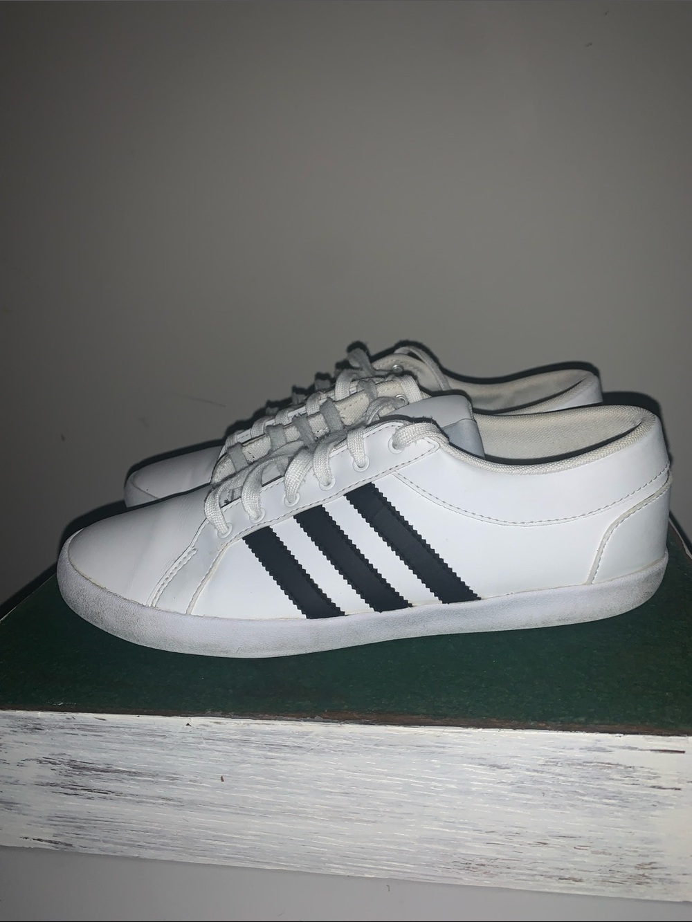 adidas White Sneakers with Black 3-Stripe Detail